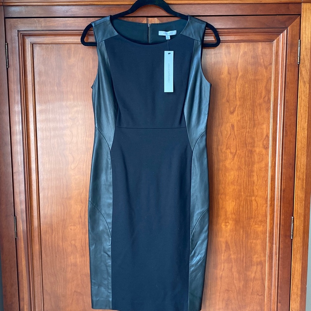 NWT Classiques Entier Leather and Ponte Dress